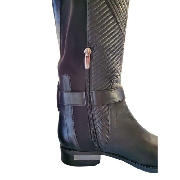 Vince Camuto VC-Pordalia Black Quilted Knee-High Riding Boots Women’s 7M - Picture 8 of 10